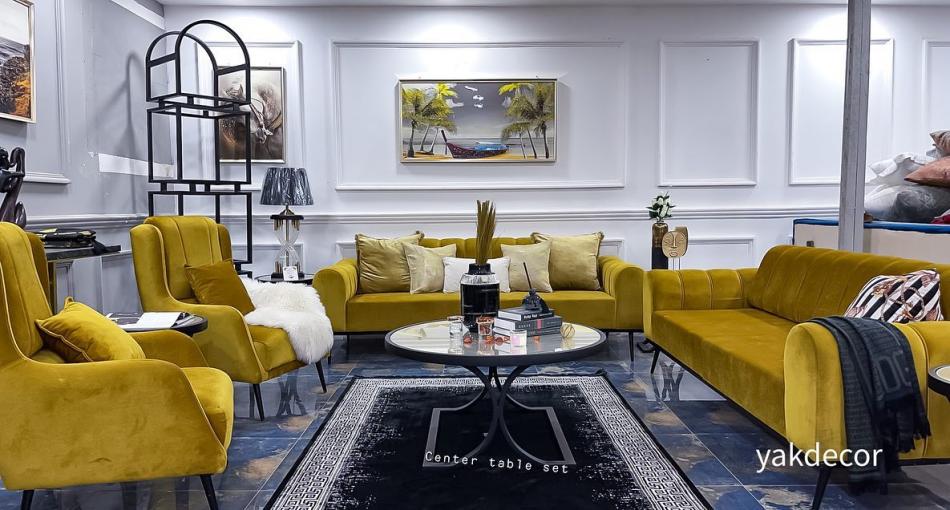 Custard Yellow Sofa Set